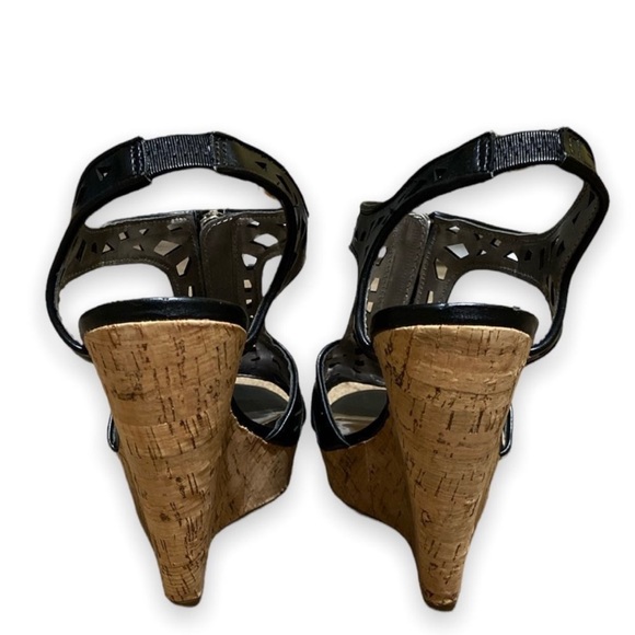 NWOT Carlos by Carlos Santana Geneva Platform Wedge Sandals Black Cork Size 8.5 - Picture 5 of 8
